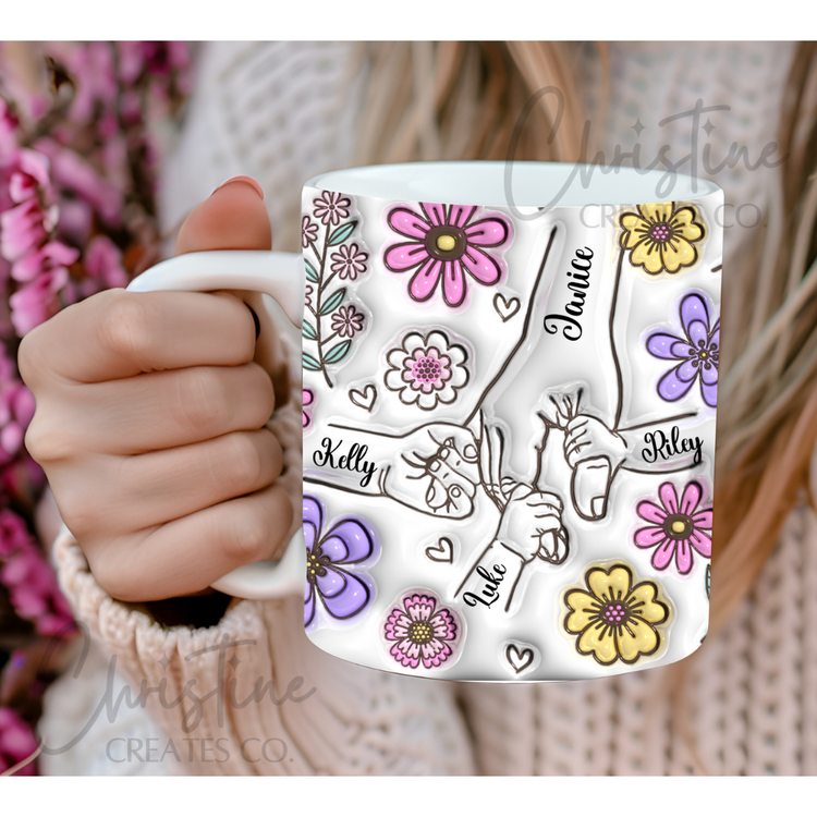 Holding Mom‘s Hand 3D Effect Mug | Mother's Day | Grandma | custom names