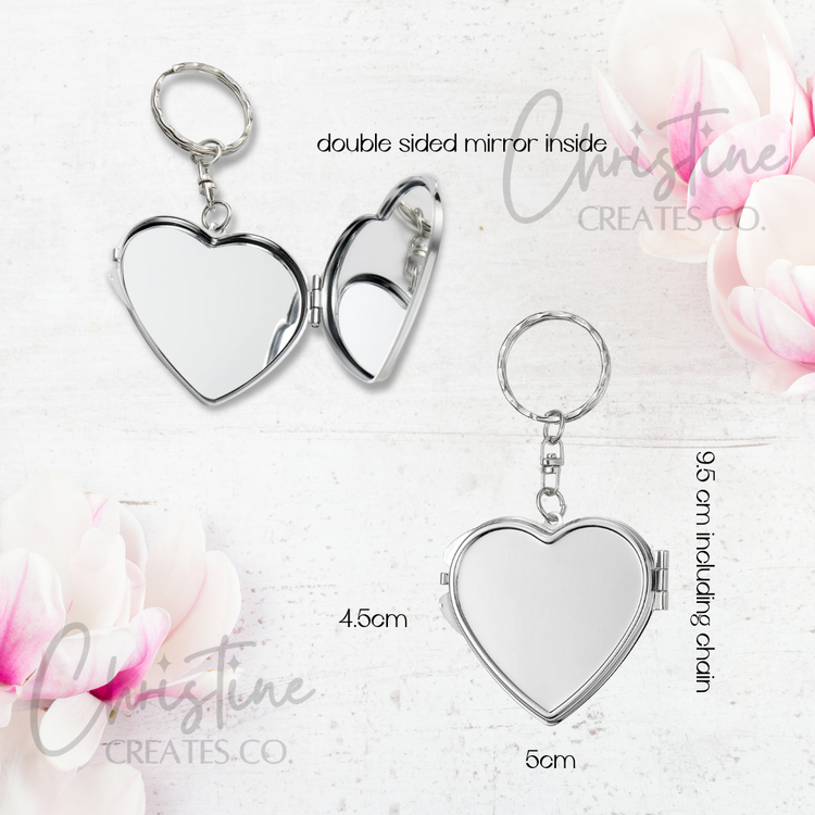 Photo Locket Mirror Keychain | Heart | Oval | keepsake