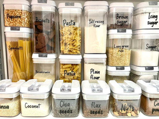 Custom Vinyl decal stickers for pantry, kitchen, names, wedding, party, organization, wine glasses and more