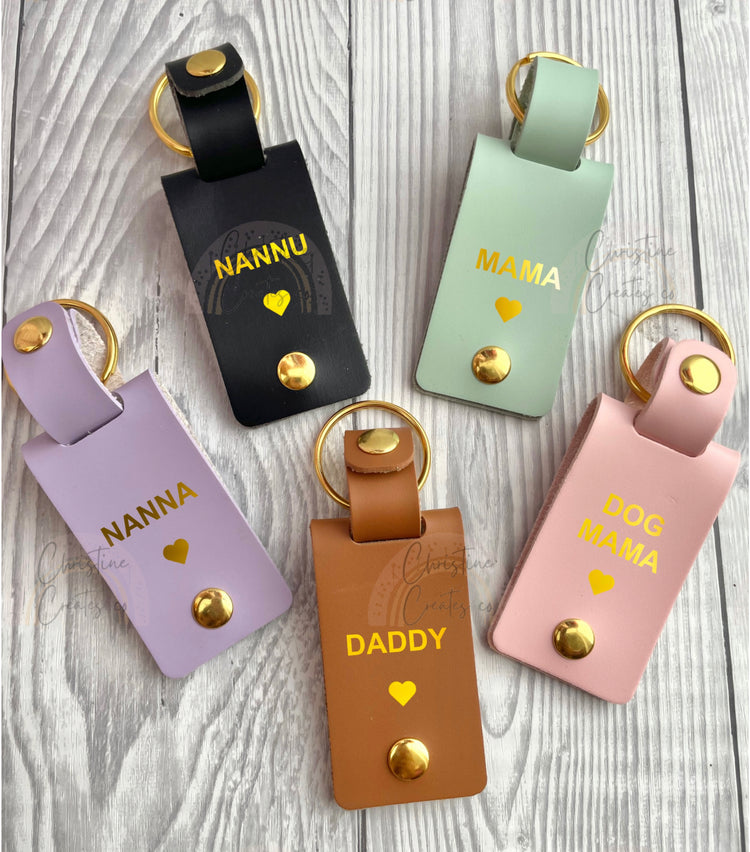 Personalised Faux leather photo keychain | rectangle