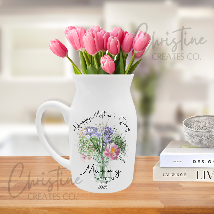 Floral Milk Jug |Mother’s Day |Teacher Gift | Auntie | Nanna