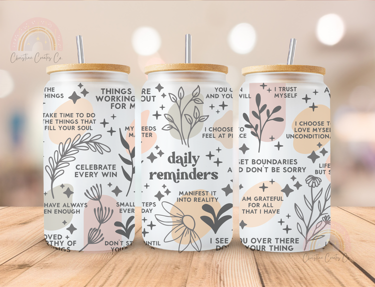 Daily reminders Glass tumbler | Daily affirmations