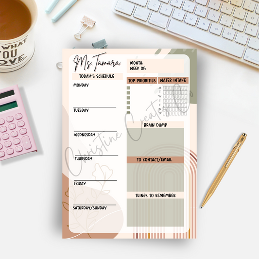 Teacher weekly planner | Notepad | Week at Glance | personalized Teacher Gift,