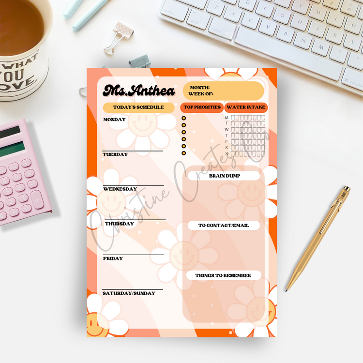 Teacher weekly planner | Notepad | Week at Glance | personalized Teacher Gift,