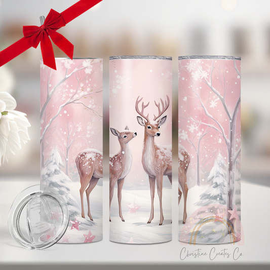 Ethereal Pink Deer | Christmas | Tumbler