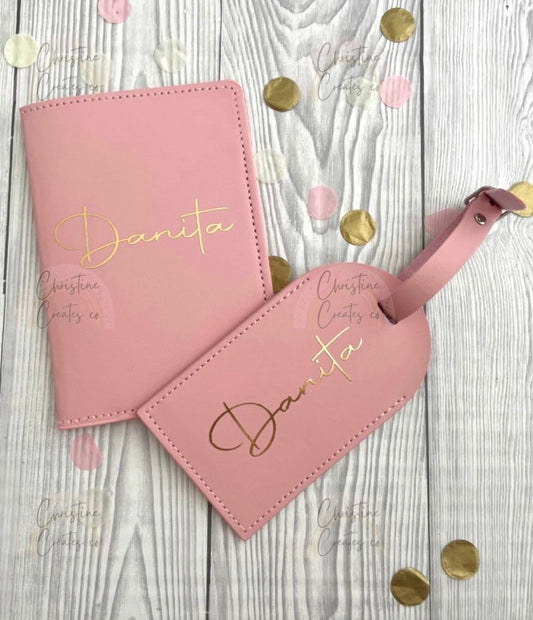 Passport cover and luggage tag set personalised gift | Birthdays | bridal | mother’s day | father’s day | travel