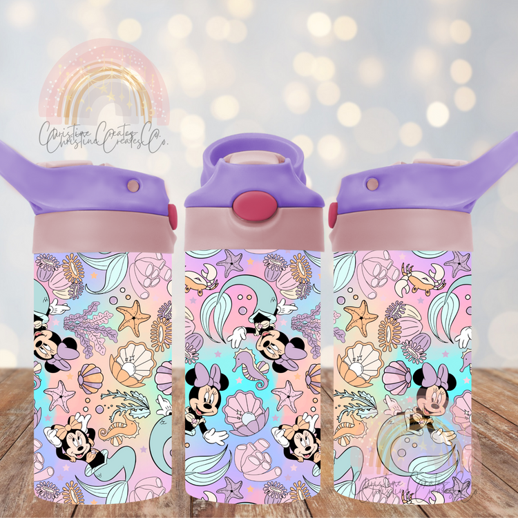 Kids Flip Top Stainless steel Tumbler | pink purple lid