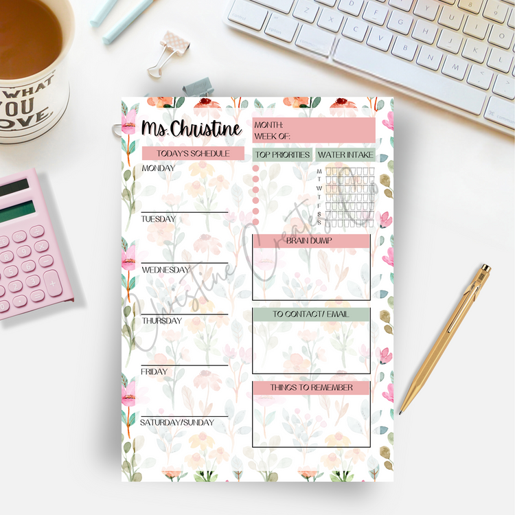 Teacher weekly planner | Notepad | Week at Glance | personalized Teacher Gift,