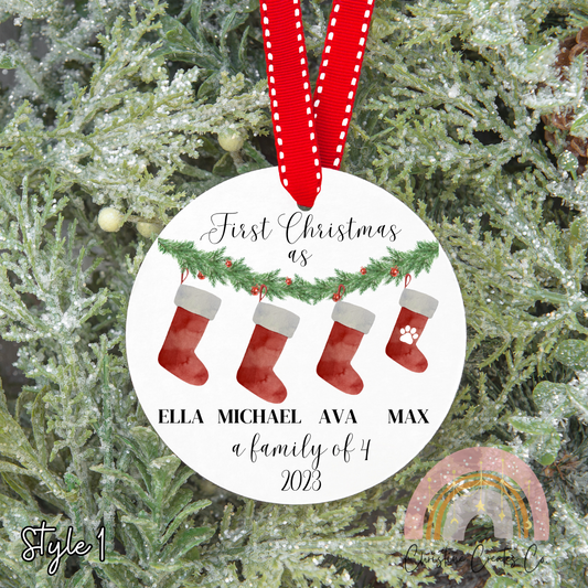 Custom circle ornament | family | 1st Christmas | keepsake