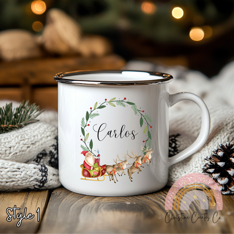 Christmas Printed enamel mugs