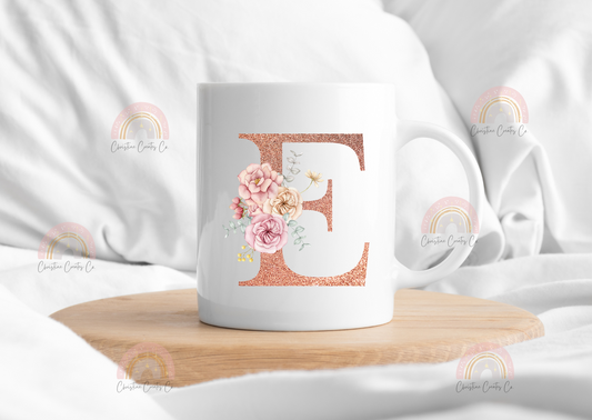 Initial floral mug