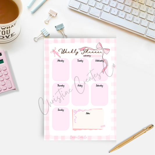 Coquette Weekly planner | Notepad