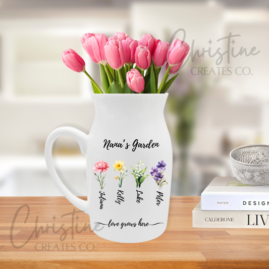Floral Milk Jug |Mother’s Day |Teacher Gift | Auntie | Nanna