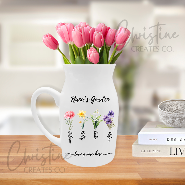 Floral Milk Jug |Mother’s Day |Teacher Gift | Auntie | Nanna