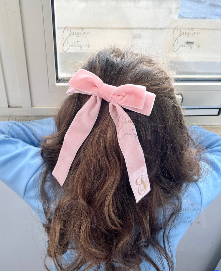 Velvet bow with name monogram