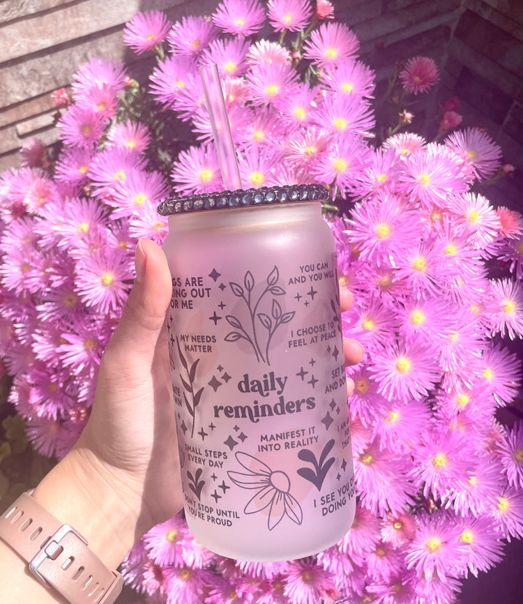 Daily reminders Glass tumbler | Daily affirmations