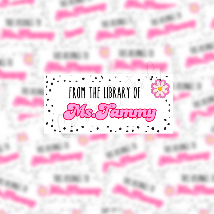 Teacher/Educator Book labels retro dots pink | Personalized