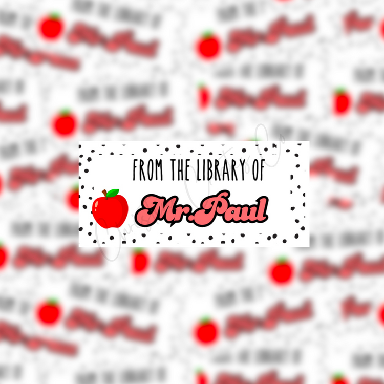 Teacher/Educator Book labels red apple| Personalized