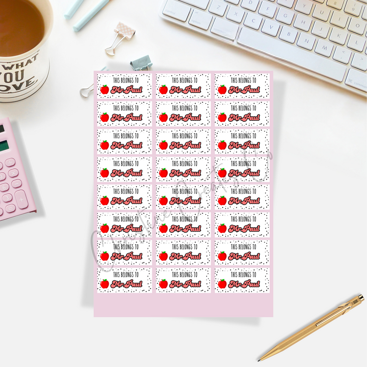 Teacher/Educator Book labels red apple| Personalized