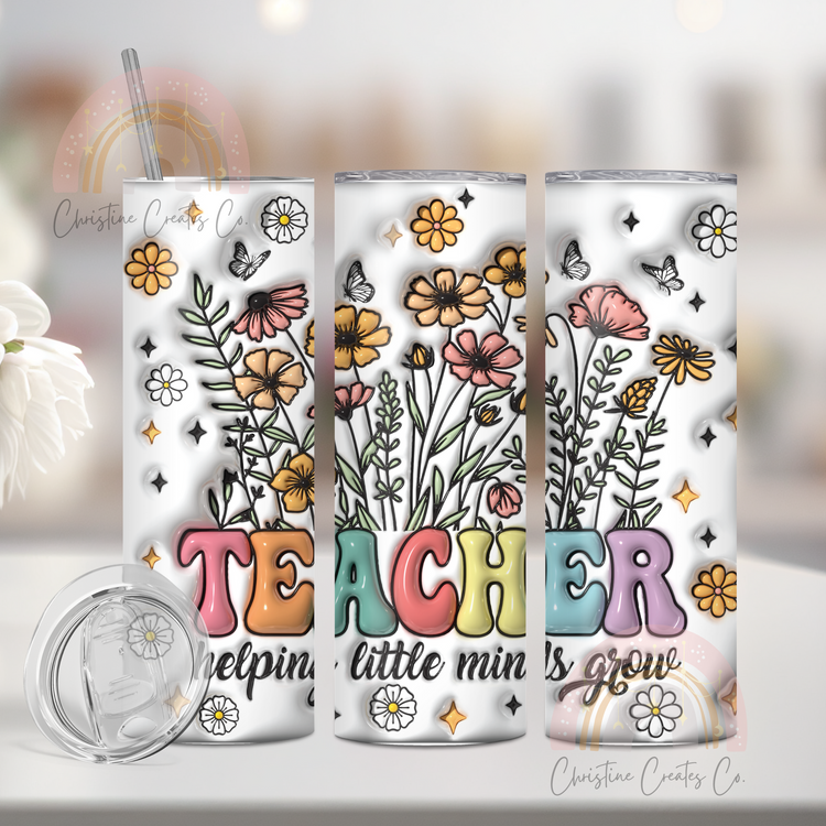 Floral teacher Tumbler